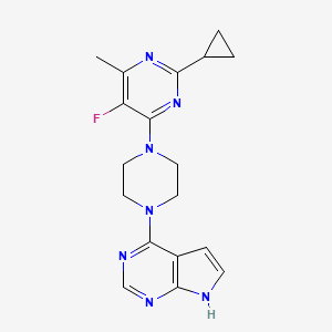 molecular formula C18H20FN7 B6466296 2-cyclopropyl-5-fluoro-4-methyl-6-(4-{7H-pyrrolo[2,3-d]pyrimidin-4-yl}piperazin-1-yl)pyrimidine CAS No. 2640949-34-2