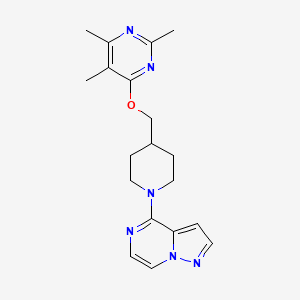 molecular formula C19H24N6O B6466308 2,4,5-trimethyl-6-[(1-{pyrazolo[1,5-a]pyrazin-4-yl}piperidin-4-yl)methoxy]pyrimidine CAS No. 2640934-57-0