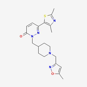 molecular formula C20H25N5O2S B6466351 6-(2,4-dimethyl-1,3-thiazol-5-yl)-2-({1-[(5-methyl-1,2-oxazol-3-yl)methyl]piperidin-4-yl}methyl)-2,3-dihydropyridazin-3-one CAS No. 2640956-56-3