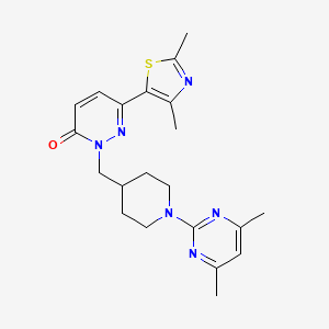 molecular formula C21H26N6OS B6466364 6-(2,4-dimethyl-1,3-thiazol-5-yl)-2-{[1-(4,6-dimethylpyrimidin-2-yl)piperidin-4-yl]methyl}-2,3-dihydropyridazin-3-one CAS No. 2640972-41-2