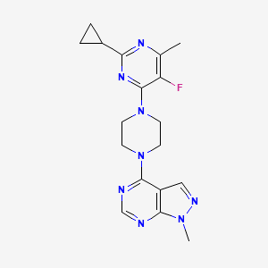 molecular formula C18H21FN8 B6466371 2-cyclopropyl-5-fluoro-4-methyl-6-(4-{1-methyl-1H-pyrazolo[3,4-d]pyrimidin-4-yl}piperazin-1-yl)pyrimidine CAS No. 2640866-01-7