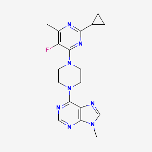 molecular formula C18H21FN8 B6466375 6-[4-(2-cyclopropyl-5-fluoro-6-methylpyrimidin-4-yl)piperazin-1-yl]-9-methyl-9H-purine CAS No. 2640976-13-0