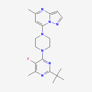 molecular formula C20H26FN7 B6466397 2-tert-butyl-5-fluoro-4-methyl-6-(4-{5-methylpyrazolo[1,5-a]pyrimidin-7-yl}piperazin-1-yl)pyrimidine CAS No. 2640964-42-5