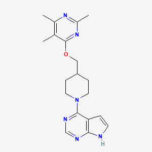 molecular formula C19H24N6O B6466402 2,4,5-trimethyl-6-[(1-{7H-pyrrolo[2,3-d]pyrimidin-4-yl}piperidin-4-yl)methoxy]pyrimidine CAS No. 2640950-84-9