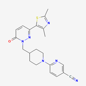 molecular formula C21H22N6OS B6466408 6-(4-{[3-(2,4-dimethyl-1,3-thiazol-5-yl)-6-oxo-1,6-dihydropyridazin-1-yl]methyl}piperidin-1-yl)pyridine-3-carbonitrile CAS No. 2640863-78-9