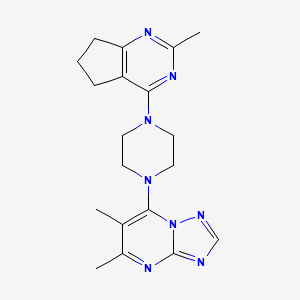 molecular formula C19H24N8 B6466419 1-{5,6-dimethyl-[1,2,4]triazolo[1,5-a]pyrimidin-7-yl}-4-{2-methyl-5H,6H,7H-cyclopenta[d]pyrimidin-4-yl}piperazine CAS No. 2640950-85-0