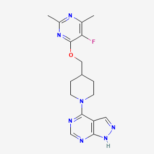 molecular formula C17H20FN7O B6466472 5-fluoro-2,4-dimethyl-6-[(1-{1H-pyrazolo[3,4-d]pyrimidin-4-yl}piperidin-4-yl)methoxy]pyrimidine CAS No. 2640951-31-9