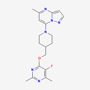 molecular formula C19H23FN6O B6466485 5-fluoro-2,4-dimethyl-6-[(1-{5-methylpyrazolo[1,5-a]pyrimidin-7-yl}piperidin-4-yl)methoxy]pyrimidine CAS No. 2640946-29-6