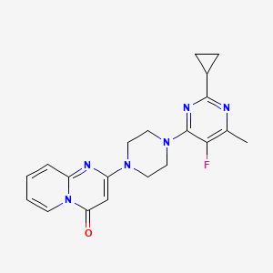 molecular formula C20H21FN6O B6466490 2-[4-(2-cyclopropyl-5-fluoro-6-methylpyrimidin-4-yl)piperazin-1-yl]-4H-pyrido[1,2-a]pyrimidin-4-one CAS No. 2640903-54-2