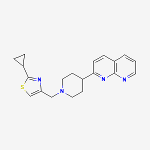 molecular formula C20H22N4S B6466543 2-{1-[(2-cyclopropyl-1,3-thiazol-4-yl)methyl]piperidin-4-yl}-1,8-naphthyridine CAS No. 2640821-63-0