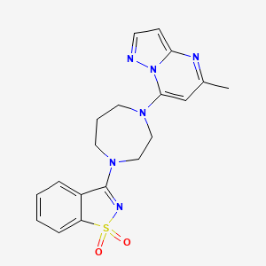 molecular formula C19H20N6O2S B6466585 3-[4-(5-methylpyrazolo[1,5-a]pyrimidin-7-yl)-1,4-diazepan-1-yl]-1,2-benzothiazole 1,1-dioxide CAS No. 2640946-00-3