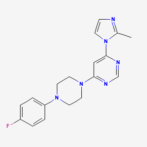 molecular formula C18H19FN6 B6466600 4-[4-(4-fluorophenyl)piperazin-1-yl]-6-(2-methyl-1H-imidazol-1-yl)pyrimidine CAS No. 2640862-96-8