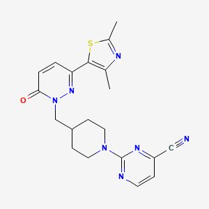 molecular formula C20H21N7OS B6466629 2-(4-{[3-(2,4-dimethyl-1,3-thiazol-5-yl)-6-oxo-1,6-dihydropyridazin-1-yl]methyl}piperidin-1-yl)pyrimidine-4-carbonitrile CAS No. 2640903-25-7