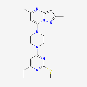molecular formula C19H25N7S B6466656 4-(4-{2,5-dimethylpyrazolo[1,5-a]pyrimidin-7-yl}piperazin-1-yl)-6-ethyl-2-(methylsulfanyl)pyrimidine CAS No. 2640903-32-6