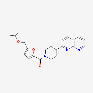 molecular formula C22H25N3O3 B6466836 2-(1-{5-[(propan-2-yloxy)methyl]furan-2-carbonyl}piperidin-4-yl)-1,8-naphthyridine CAS No. 2640964-45-8
