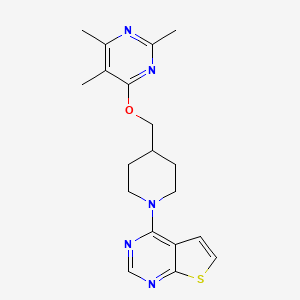 molecular formula C19H23N5OS B6466846 2,4,5-trimethyl-6-[(1-{thieno[2,3-d]pyrimidin-4-yl}piperidin-4-yl)methoxy]pyrimidine CAS No. 2640950-15-6