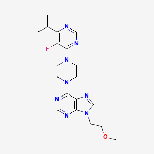 molecular formula C19H25FN8O B6466860 6-{4-[5-fluoro-6-(propan-2-yl)pyrimidin-4-yl]piperazin-1-yl}-9-(2-methoxyethyl)-9H-purine CAS No. 2640976-79-8