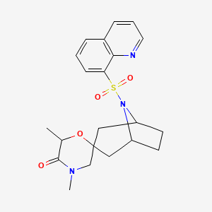 molecular formula C21H25N3O4S B6466878 4',6'-dimethyl-8-(quinoline-8-sulfonyl)-8-azaspiro[bicyclo[3.2.1]octane-3,2'-morpholin]-5'-one CAS No. 2640814-63-5