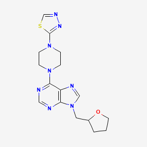 molecular formula C16H20N8OS B6466894 9-[(oxolan-2-yl)methyl]-6-[4-(1,3,4-thiadiazol-2-yl)piperazin-1-yl]-9H-purine CAS No. 2640829-94-1