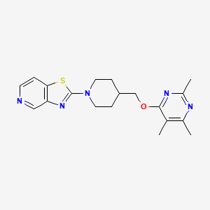 molecular formula C19H23N5OS B6466911 2,4,5-trimethyl-6-[(1-{[1,3]thiazolo[4,5-c]pyridin-2-yl}piperidin-4-yl)methoxy]pyrimidine CAS No. 2640957-26-0
