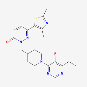 molecular formula C21H25FN6OS B6466946 6-(2,4-dimethyl-1,3-thiazol-5-yl)-2-{[1-(6-ethyl-5-fluoropyrimidin-4-yl)piperidin-4-yl]methyl}-2,3-dihydropyridazin-3-one CAS No. 2640951-70-6