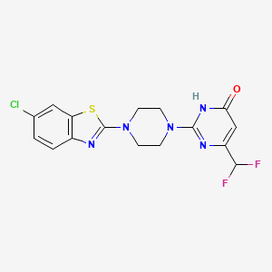 molecular formula C16H14ClF2N5OS B6466953 2-[4-(6-chloro-1,3-benzothiazol-2-yl)piperazin-1-yl]-6-(difluoromethyl)-3,4-dihydropyrimidin-4-one CAS No. 2640835-38-5