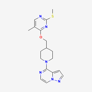 molecular formula C18H22N6OS B6466968 5-methyl-2-(methylsulfanyl)-4-[(1-{pyrazolo[1,5-a]pyrazin-4-yl}piperidin-4-yl)methoxy]pyrimidine CAS No. 2640903-65-5