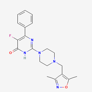 molecular formula C20H22FN5O2 B6467101 2-{4-[(3,5-dimethyl-1,2-oxazol-4-yl)methyl]piperazin-1-yl}-5-fluoro-6-phenyl-3,4-dihydropyrimidin-4-one CAS No. 2640898-68-4
