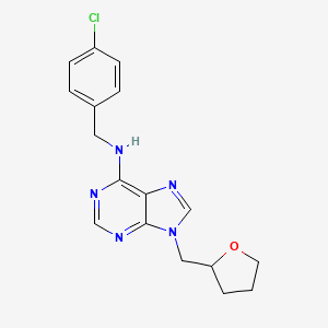 molecular formula C17H18ClN5O B6467141 N-[(4-chlorophenyl)methyl]-9-[(oxolan-2-yl)methyl]-9H-purin-6-amine CAS No. 2640903-79-1
