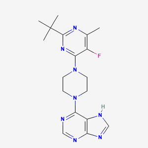 molecular formula C18H23FN8 B6467169 6-[4-(2-tert-butyl-5-fluoro-6-methylpyrimidin-4-yl)piperazin-1-yl]-9H-purine CAS No. 2640880-70-0