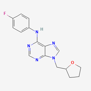 molecular formula C16H16FN5O B6467256 N-(4-fluorophenyl)-9-[(oxolan-2-yl)methyl]-9H-purin-6-amine CAS No. 2640946-65-0