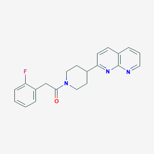 molecular formula C21H20FN3O B6467264 2-(2-fluorophenyl)-1-[4-(1,8-naphthyridin-2-yl)piperidin-1-yl]ethan-1-one CAS No. 2640960-98-9