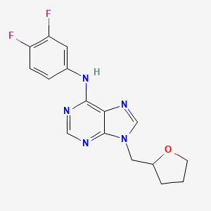 molecular formula C16H15F2N5O B6467315 N-(3,4-difluorophenyl)-9-[(oxolan-2-yl)methyl]-9H-purin-6-amine CAS No. 2640892-67-5