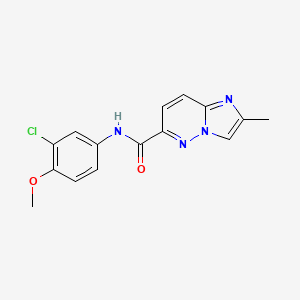 molecular formula C15H13ClN4O2 B6467336 N-(3-chloro-4-methoxyphenyl)-2-methylimidazo[1,2-b]pyridazine-6-carboxamide CAS No. 2640963-49-9
