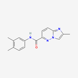 molecular formula C16H16N4O B6467379 N-(3,4-dimethylphenyl)-2-methylimidazo[1,2-b]pyridazine-6-carboxamide CAS No. 2640893-60-1