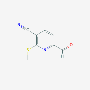 molecular formula C8H6N2OS B064683 6-甲酰基-2-（甲硫基）烟腈 CAS No. 175277-27-7