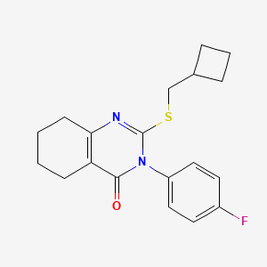 molecular formula C19H21FN2OS B6469412 2-[(cyclobutylmethyl)sulfanyl]-3-(4-fluorophenyl)-3,4,5,6,7,8-hexahydroquinazolin-4-one CAS No. 2640962-18-9