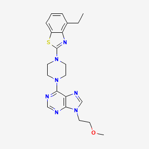molecular formula C21H25N7OS B6469413 6-[4-(4-ethyl-1,3-benzothiazol-2-yl)piperazin-1-yl]-9-(2-methoxyethyl)-9H-purine CAS No. 2640956-00-7
