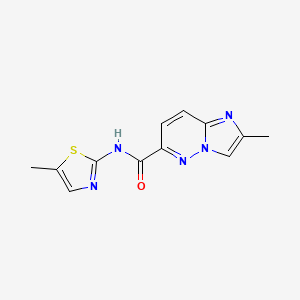 molecular formula C12H11N5OS B6469462 2-methyl-N-(5-methyl-1,3-thiazol-2-yl)imidazo[1,2-b]pyridazine-6-carboxamide CAS No. 2640963-36-4
