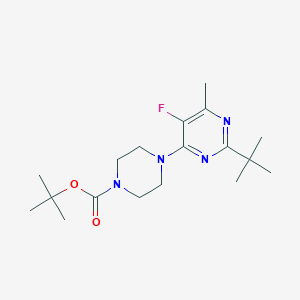 molecular formula C18H29FN4O2 B6469478 tert-butyl 4-(2-tert-butyl-5-fluoro-6-methylpyrimidin-4-yl)piperazine-1-carboxylate CAS No. 2640948-82-7