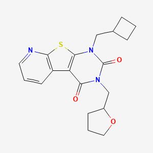 molecular formula C19H21N3O3S B6469508 6-(cyclobutylmethyl)-4-(oxolan-2-ylmethyl)-8-thia-4,6,10-triazatricyclo[7.4.0.02,7]trideca-1(9),2(7),10,12-tetraene-3,5-dione CAS No. 2640873-86-3