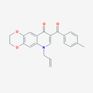 molecular formula C22H19NO4 B6469758 8-(4-methylbenzoyl)-6-(prop-2-en-1-yl)-2H,3H,6H,9H-[1,4]dioxino[2,3-g]quinolin-9-one CAS No. 2640846-61-1