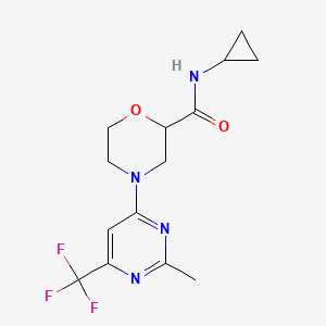 molecular formula C14H17F3N4O2 B6469829 N-cyclopropyl-4-[2-methyl-6-(trifluoromethyl)pyrimidin-4-yl]morpholine-2-carboxamide CAS No. 2640961-00-6