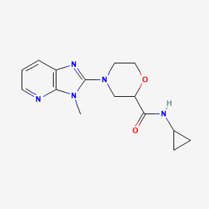 molecular formula C15H19N5O2 B6470496 N-cyclopropyl-4-{3-methyl-3H-imidazo[4,5-b]pyridin-2-yl}morpholine-2-carboxamide CAS No. 2640955-20-8