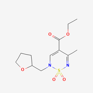 molecular formula C12H18N2O5S B6471006 ethyl 5-methyl-1,1-dioxo-2-[(oxolan-2-yl)methyl]-2H-1lambda6,2,6-thiadiazine-4-carboxylate CAS No. 2640884-96-2