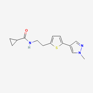 molecular formula C14H17N3OS B6471063 N-{2-[5-(1-methyl-1H-pyrazol-4-yl)thiophen-2-yl]ethyl}cyclopropanecarboxamide CAS No. 2640966-27-2