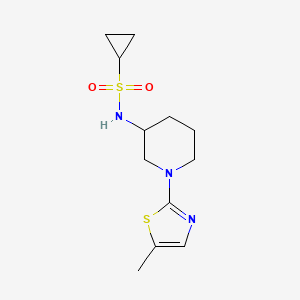 molecular formula C12H19N3O2S2 B6471332 N-[1-(5-methyl-1,3-thiazol-2-yl)piperidin-3-yl]cyclopropanesulfonamide CAS No. 2640976-60-7