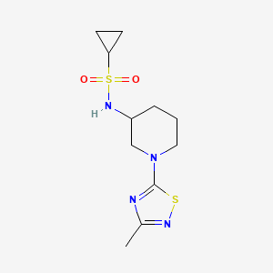 molecular formula C11H18N4O2S2 B6471469 N-[1-(3-methyl-1,2,4-thiadiazol-5-yl)piperidin-3-yl]cyclopropanesulfonamide CAS No. 2640815-62-7