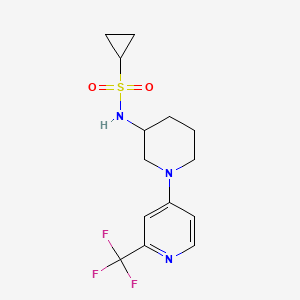 molecular formula C14H18F3N3O2S B6471625 N-{1-[2-(trifluoromethyl)pyridin-4-yl]piperidin-3-yl}cyclopropanesulfonamide CAS No. 2640978-93-2