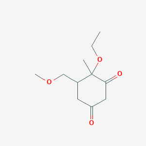 molecular formula C11H18O4 B064719 4-Ethoxy-5-(methoxymethyl)-4-methylcyclohexane-1,3-dione CAS No. 179177-11-8